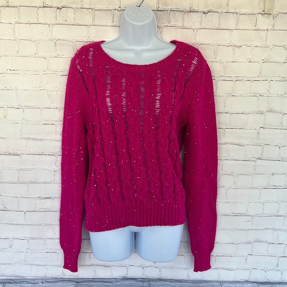 Aeropostal cable knit sequins pullover sweater - Picture 1 of 11